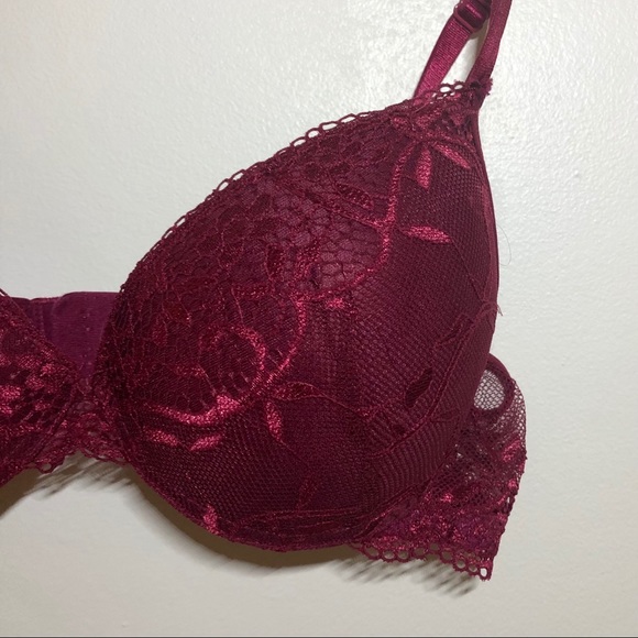dark red lacy push up bra - Picture 2 of 4